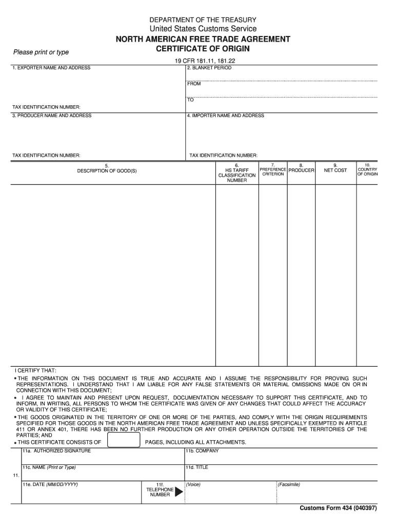 Nafta Form – Fill Online, Printable, Fillable, Blank | Pdffiller Pertaining To Nafta Certificate Template