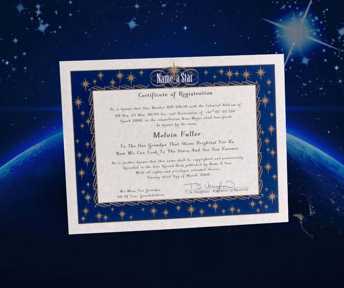 Name A Star Instant Certificate – Buy And Name A Star | Name Intended For Star Naming Certificate Template