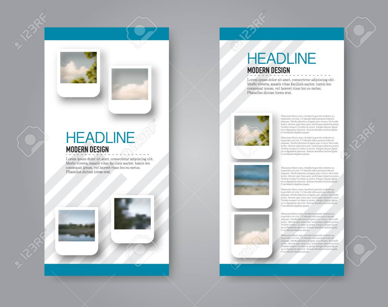 Narrow Flyer And Leaflet Design. Set Of Two Side Brochure Templates Inside Mac Brochure Templates