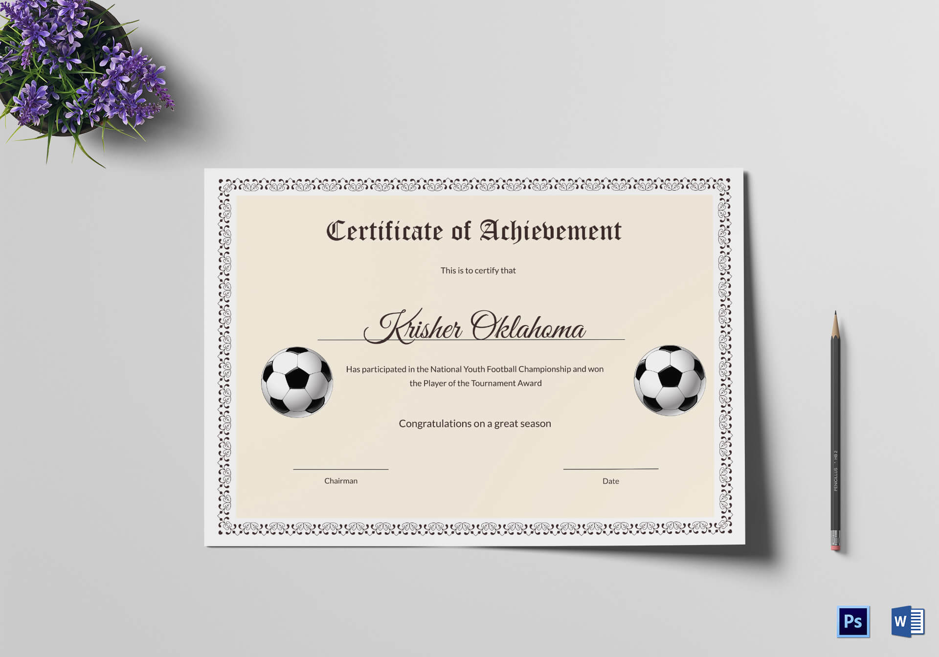 National Youth Football Certificate Template Within Football Certificate Template