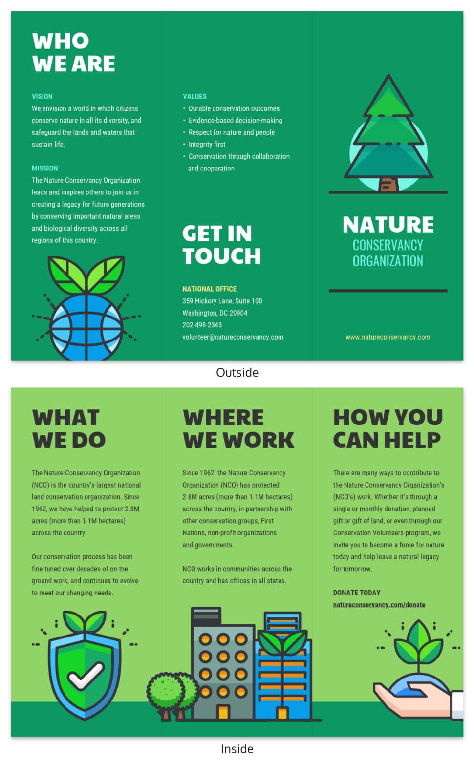 Nature Tri Fold Brochure With Volunteer Brochure Template