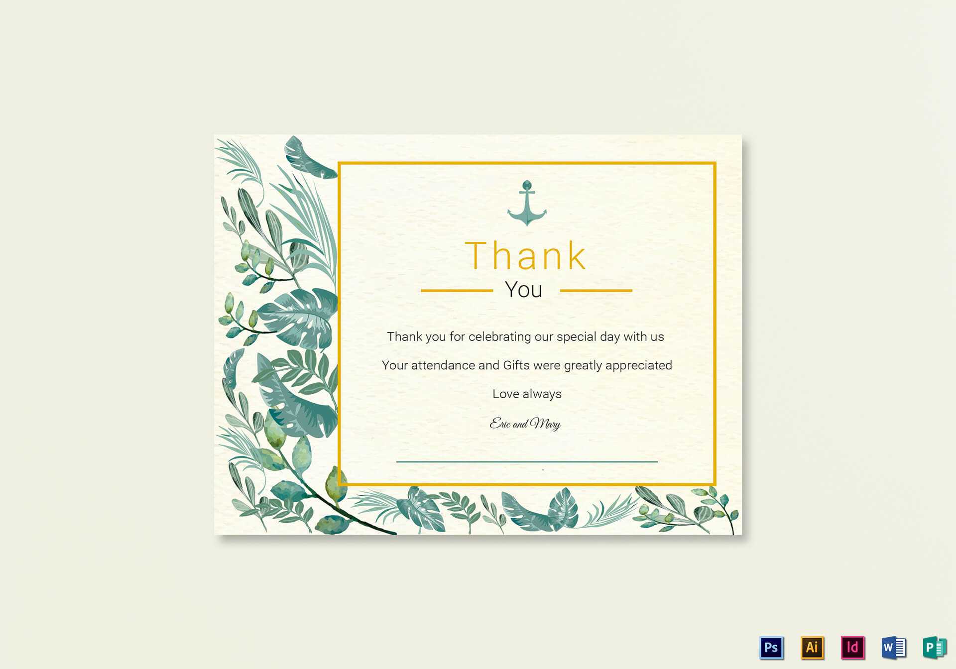 Nautical Thank You Card Template Regarding Thank You Card Template Word