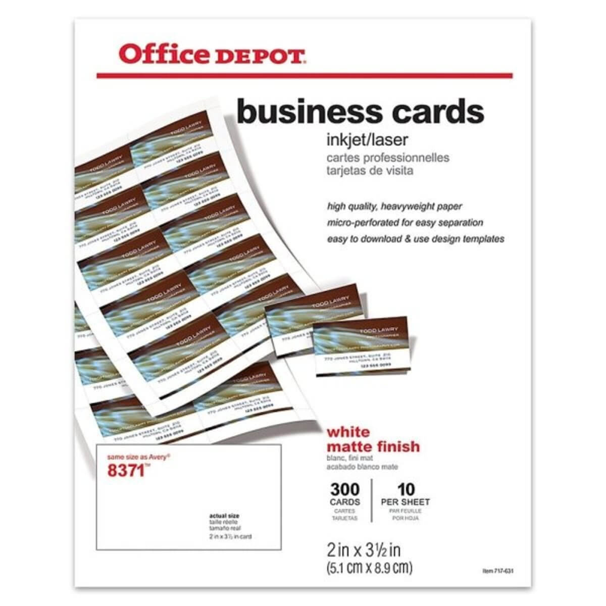 Office Depot® White Matte Business Card 2 X 3 1/2Inch In Office Depot Business Card Template