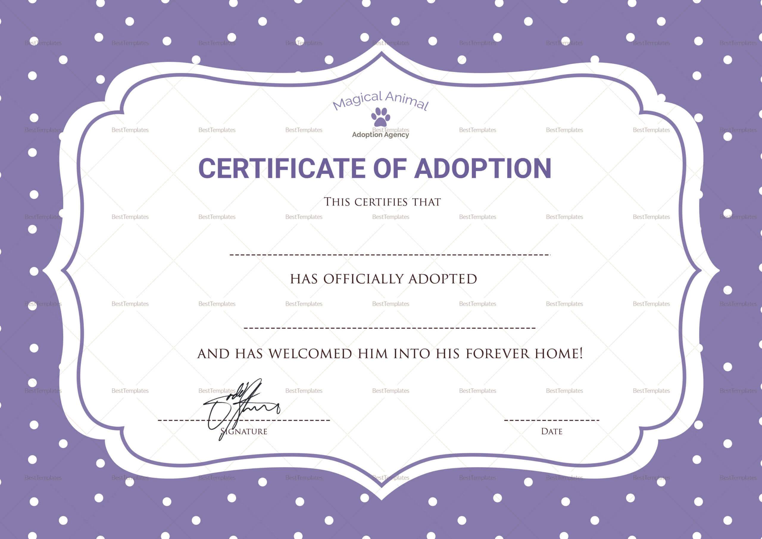 Official Adoption Certificate Template With Adoption Certificate Template