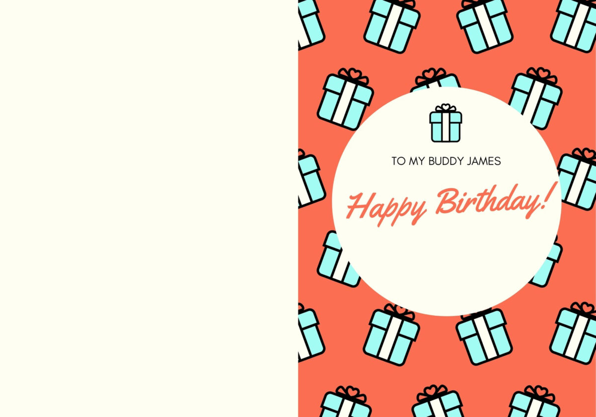 Orange Teal Gift Present Birthday Funny Friend Folded Card Inside Orange Teal Gift Present Birthday Funny Friend Folded Card Inside