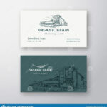 Organic Grain Farm Landscape Abstract Vintage Vector Logo Within Landscaping Business Card Template