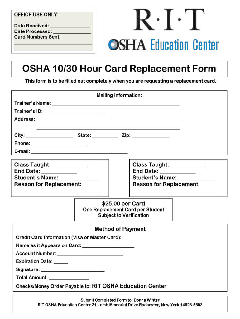 Osha 30 Card Template - Fill Online, Printable, Fillable Throughout Osha 10 Card Template