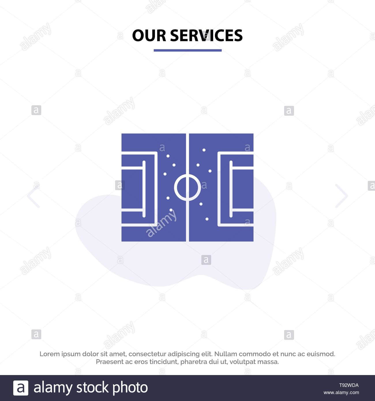 Our Services Field, Football, Game, Pitch, Soccer Solid In Soccer Referee Game Card Template