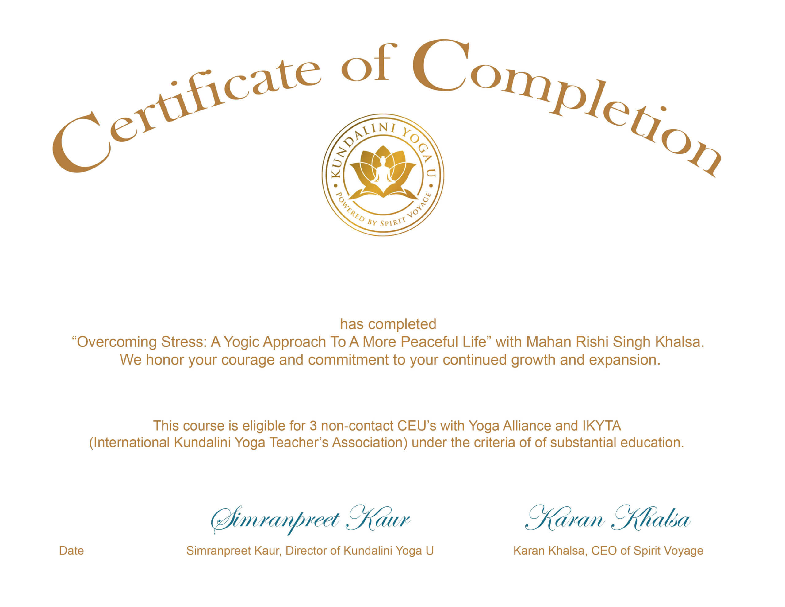 Overcoming Stress Certificate Template – Kundalini Yoga U Throughout Life Membership Certificate Templates