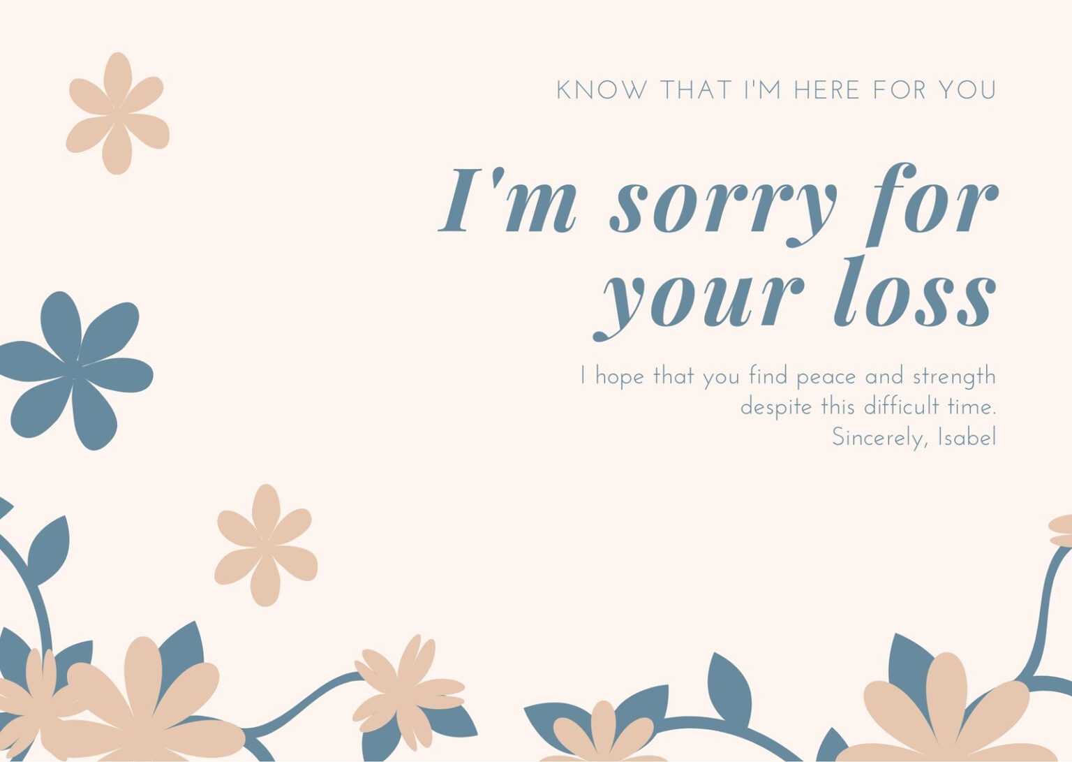 Sorry For Your Loss Card Template - Sample Professional Templates