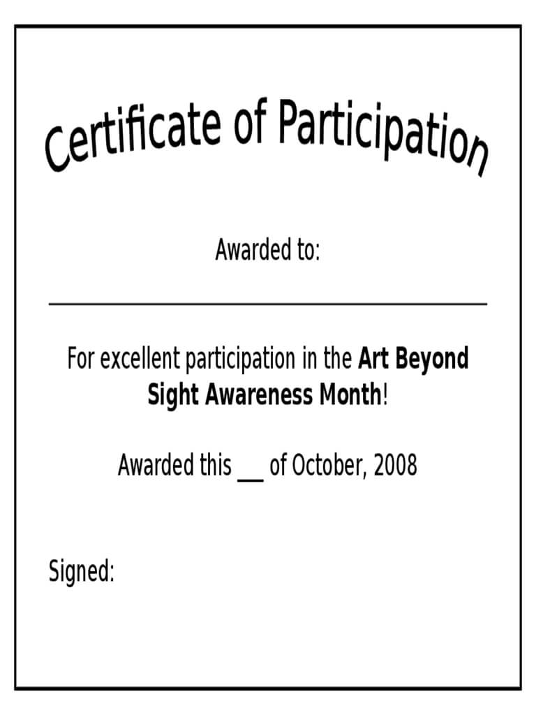 Participation Certificate – 6 Free Templates In Pdf, Word Intended For Certificate Of Participation Template Word