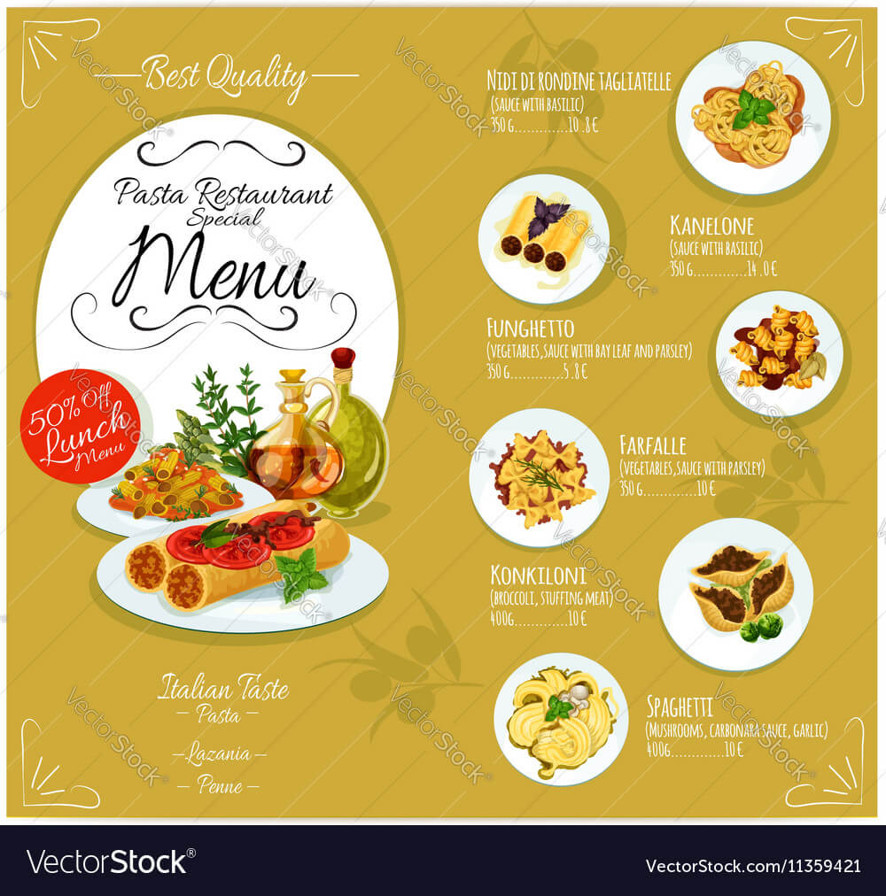 Pasta Menu Card Template With Frequent Diner Card Template