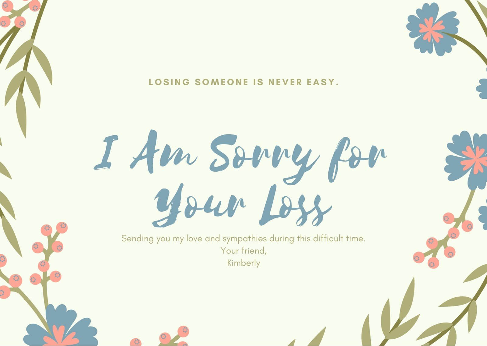 Pastel Floral Sympathy Card – Templatescanva With Sympathy Card Template