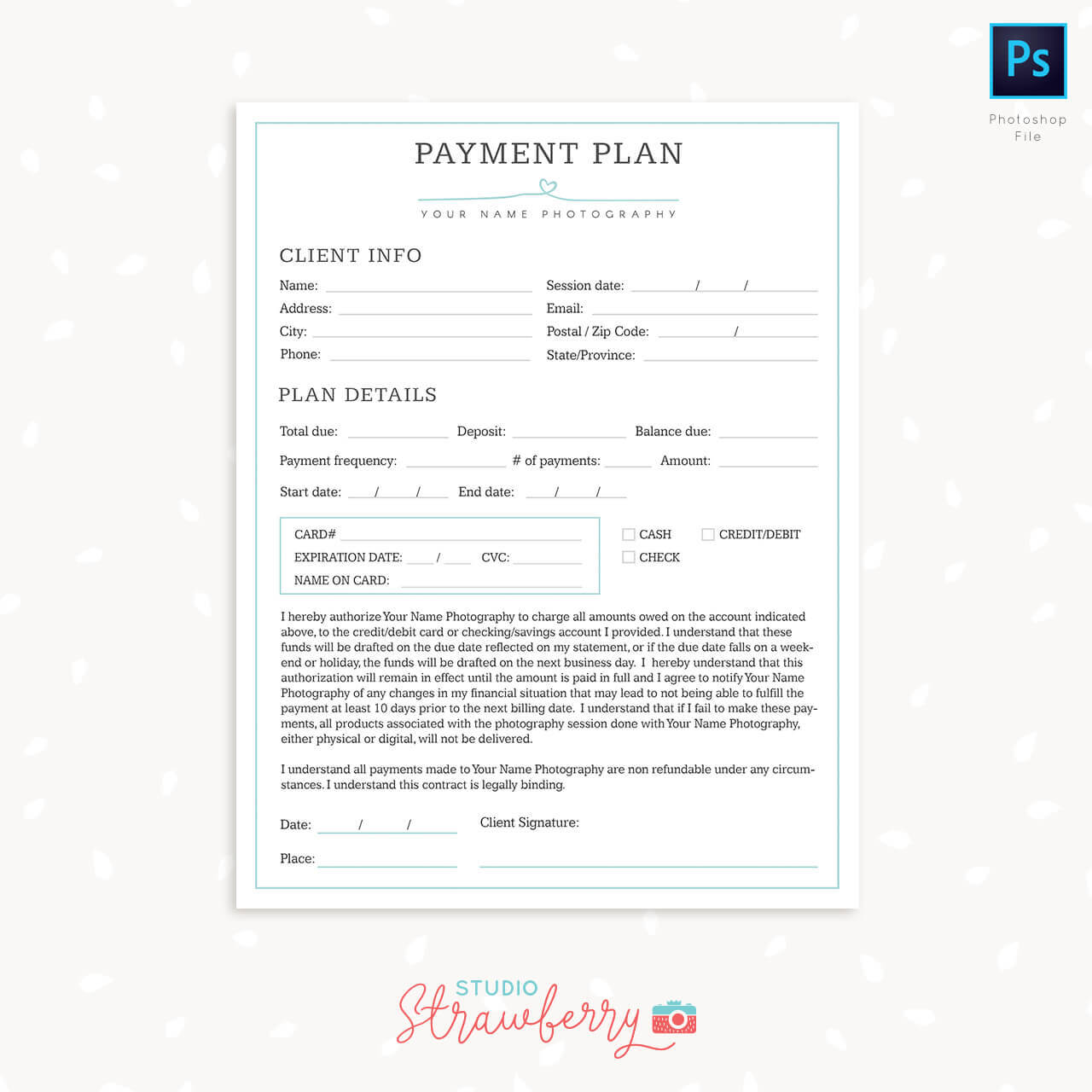 Payment Plan Template For Photographers – Strawberry Kit Pertaining To Credit Card Payment Plan Template
