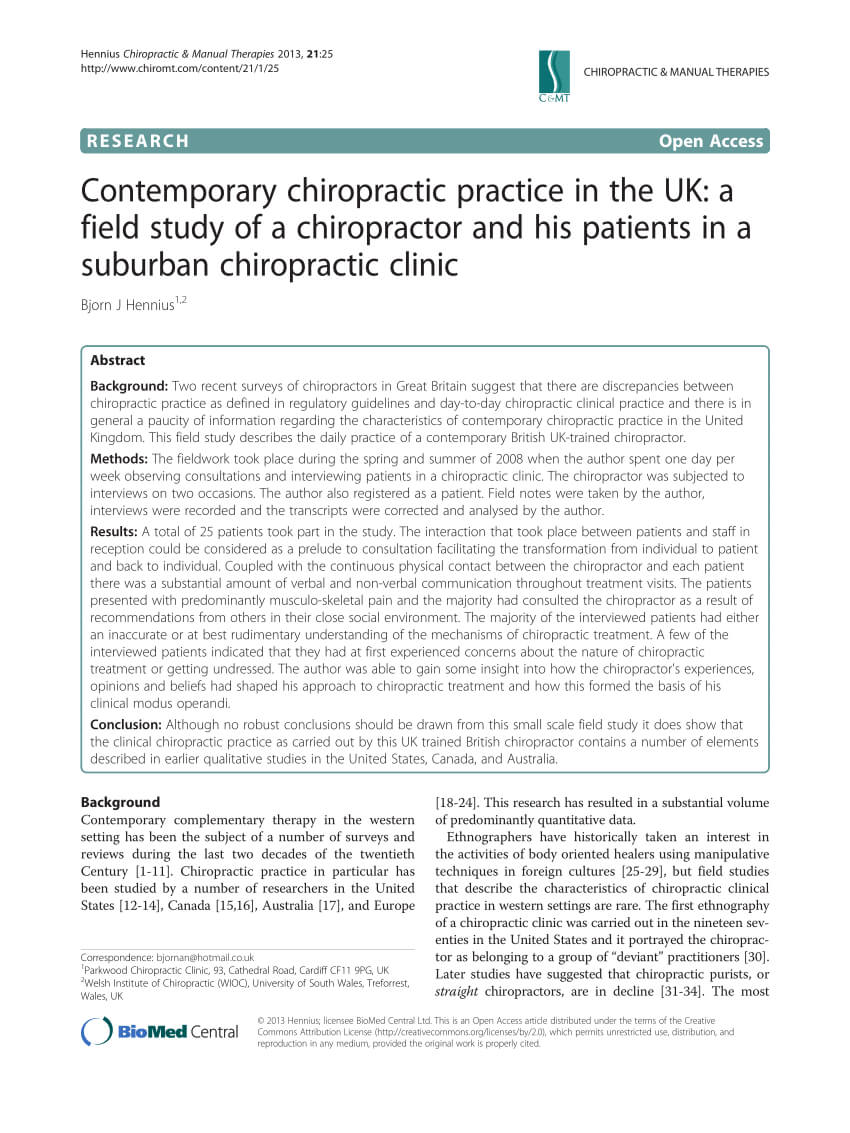 Pdf) Contemporary Chiropractic Practice In The Uk: A Field Intended For Chiropractic Travel Card Template