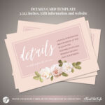 Peony Details Card, Wedding Information Card #dusty Pink Botanical  Collection Intended For Wedding Hotel Information Card Template