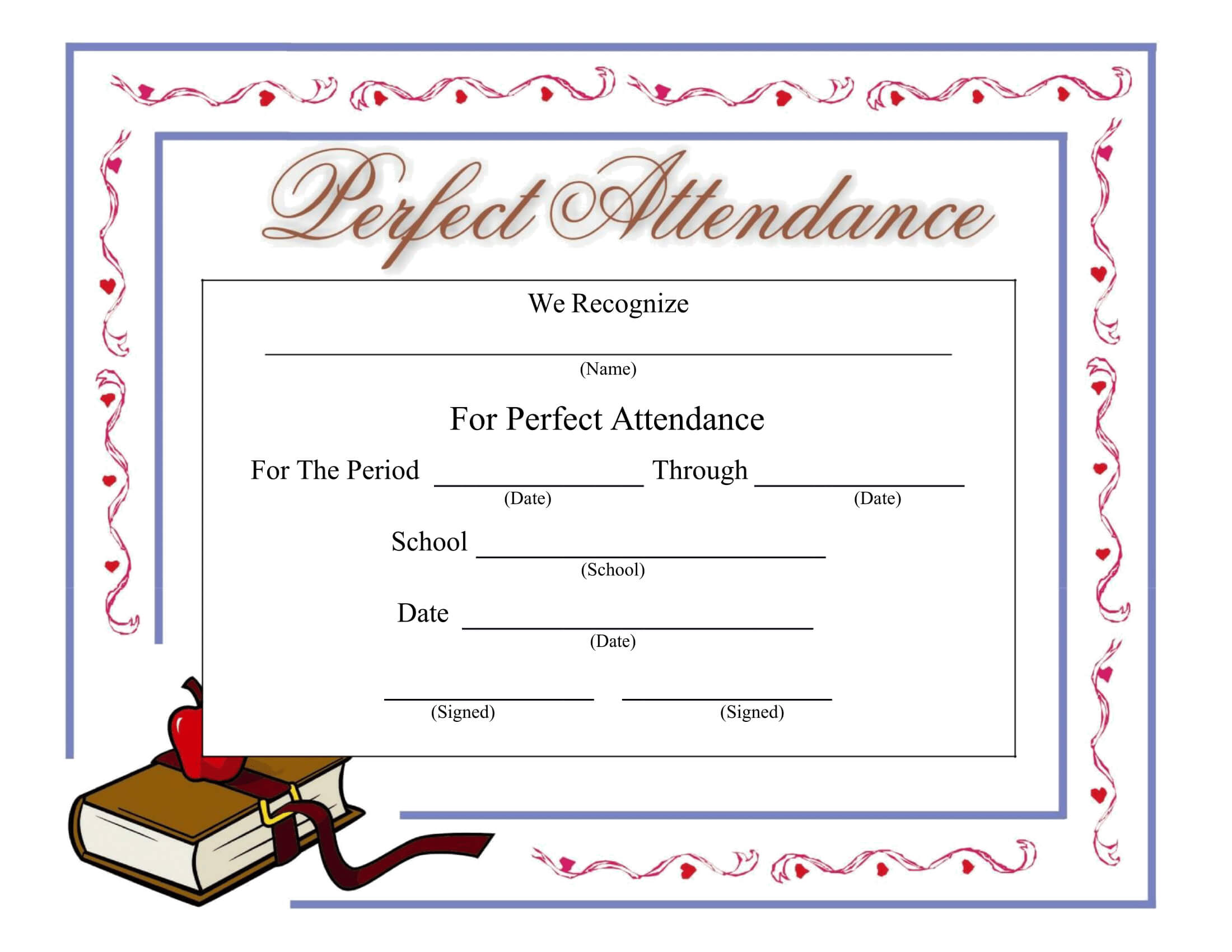 Perfect Attendance Certificate – Download A Free Template With Regard To Attendance Certificate Template Word