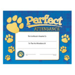 Perfect Attendance Paw Design Gold Foil Stamped Certificates – Pack Of 25 Within Perfect Attendance Certificate Free Template