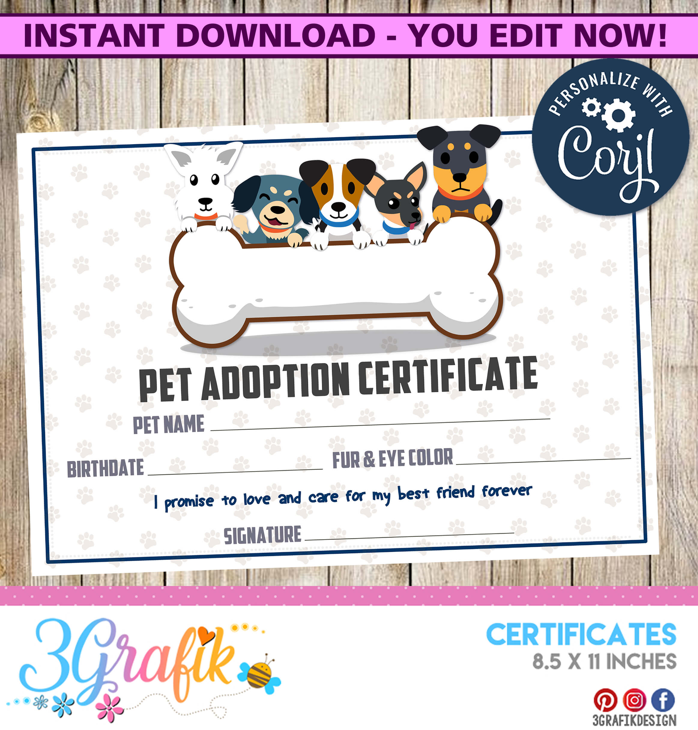 Pet Adoption – Certificate – Printable Intended For Pet Adoption Certificate Template