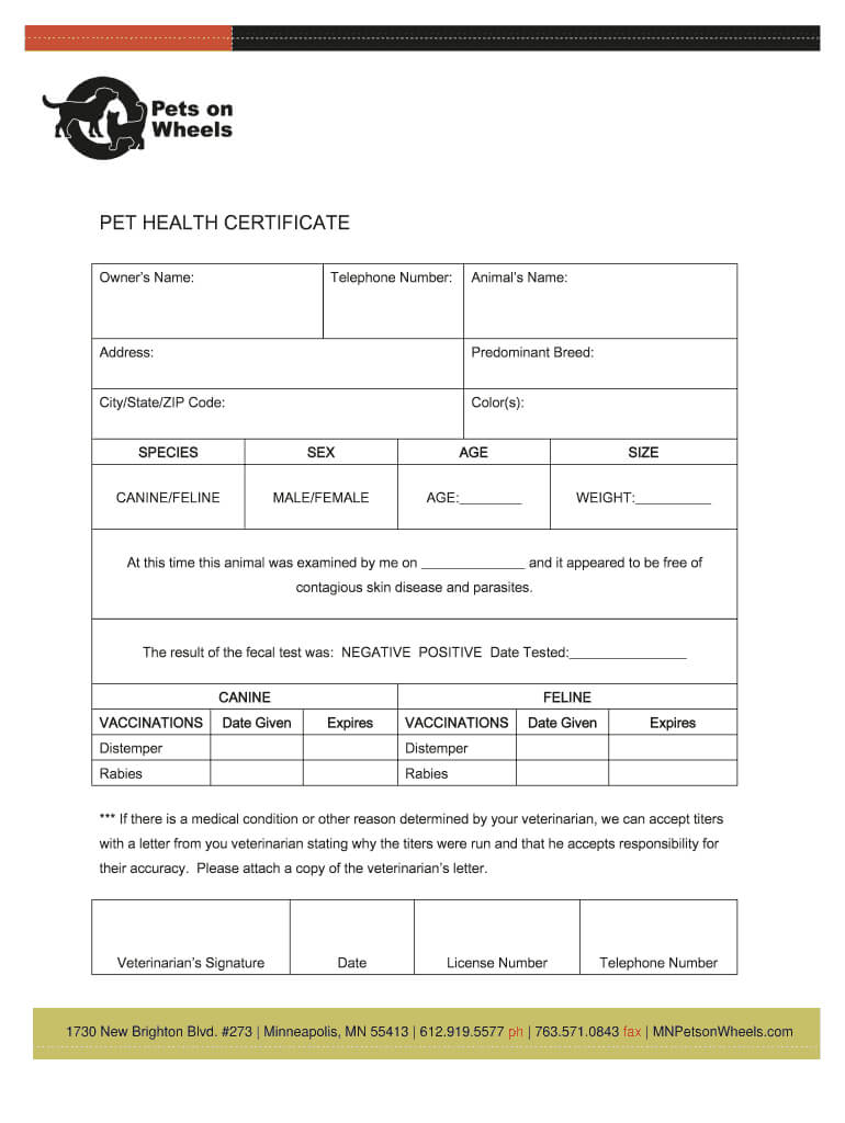 Pet Health Certificate Online – Fill Online, Printable In Veterinary Health Certificate Template