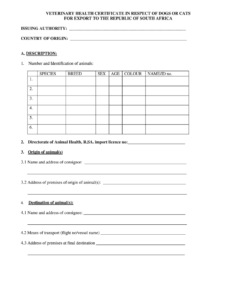 Pet Health Certificate Template - Fill Online, Printable intended for Veterinary Health Certificate Template