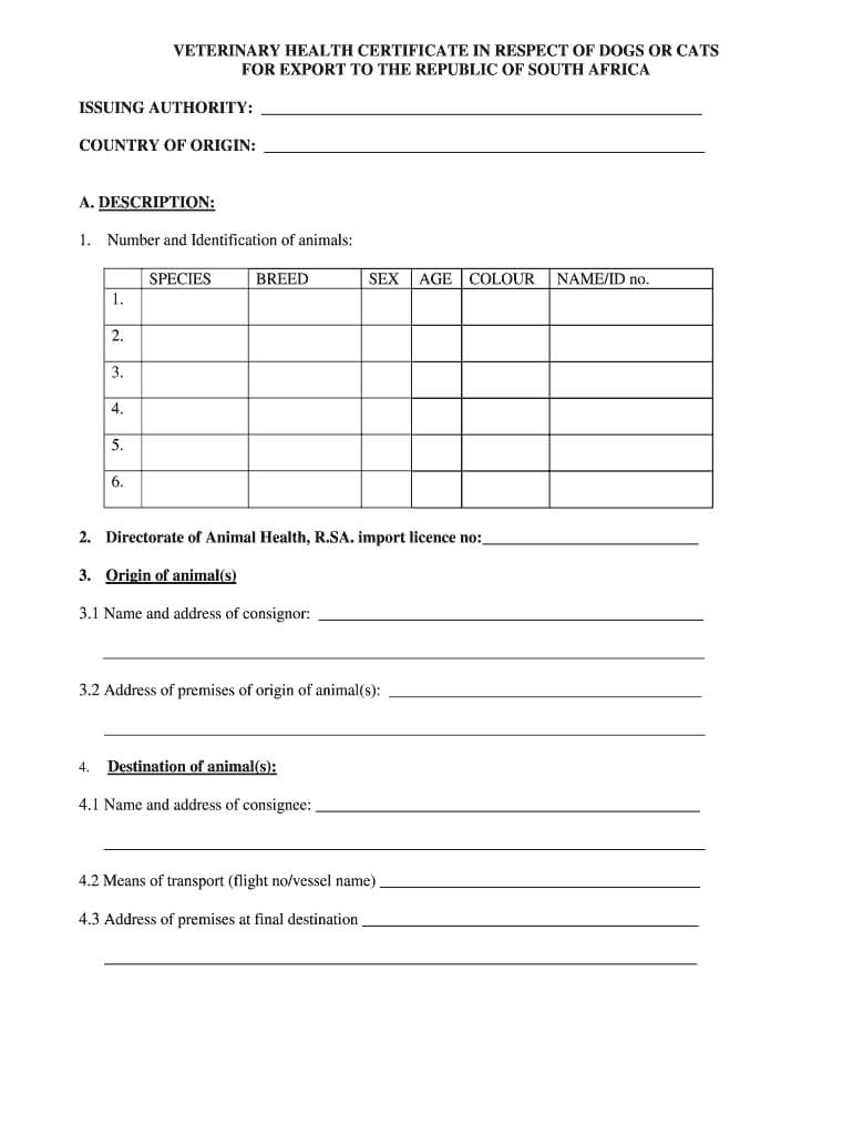 Pet Health Certificate Template - Fill Online, Printable Intended For Veterinary Health Certificate Template