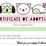 Pet Rescue Party Pretend 'adoption Certificate' – Pink Within Pet Adoption Certificate Template