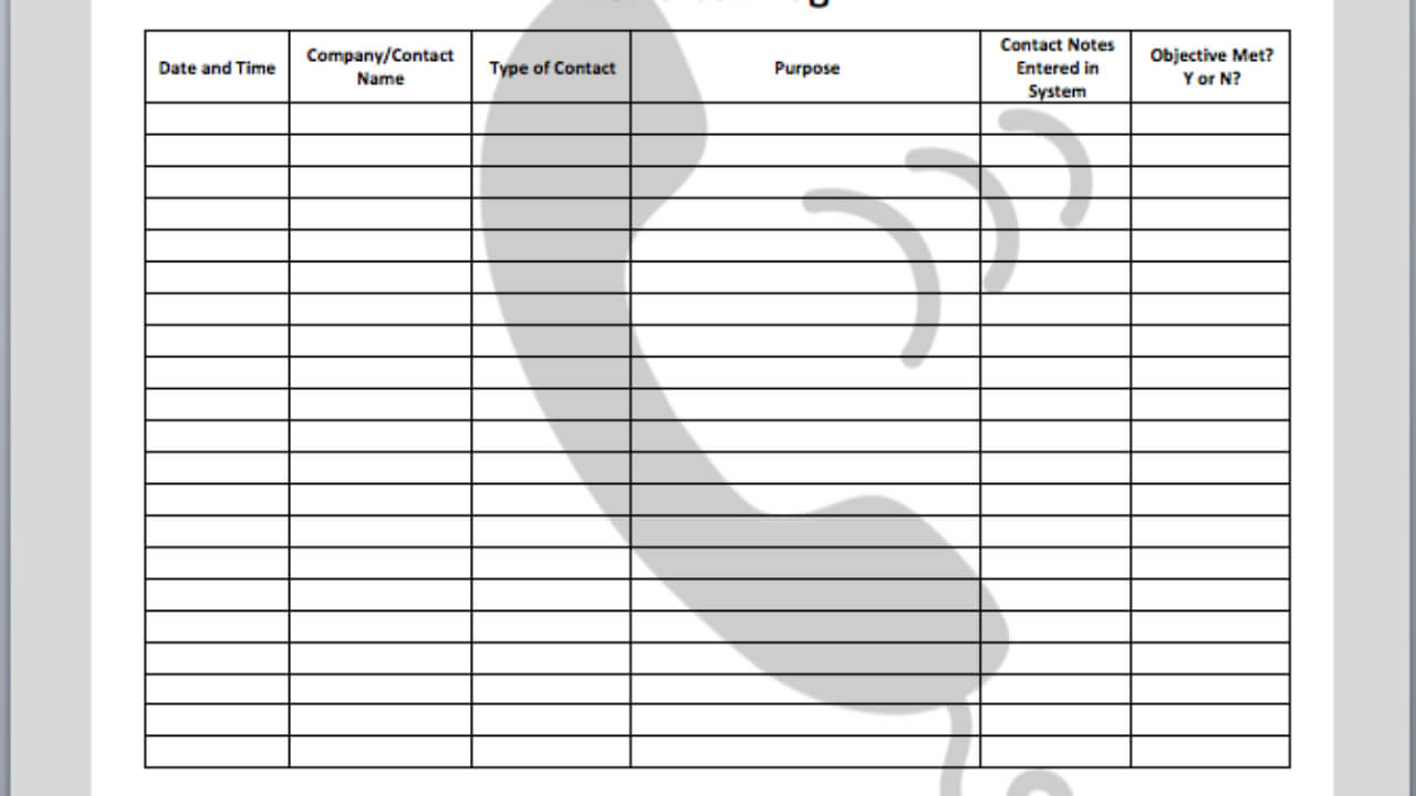 Phone Call Log Templates – Office Templates With Regard To Gift Certificate Log Template
