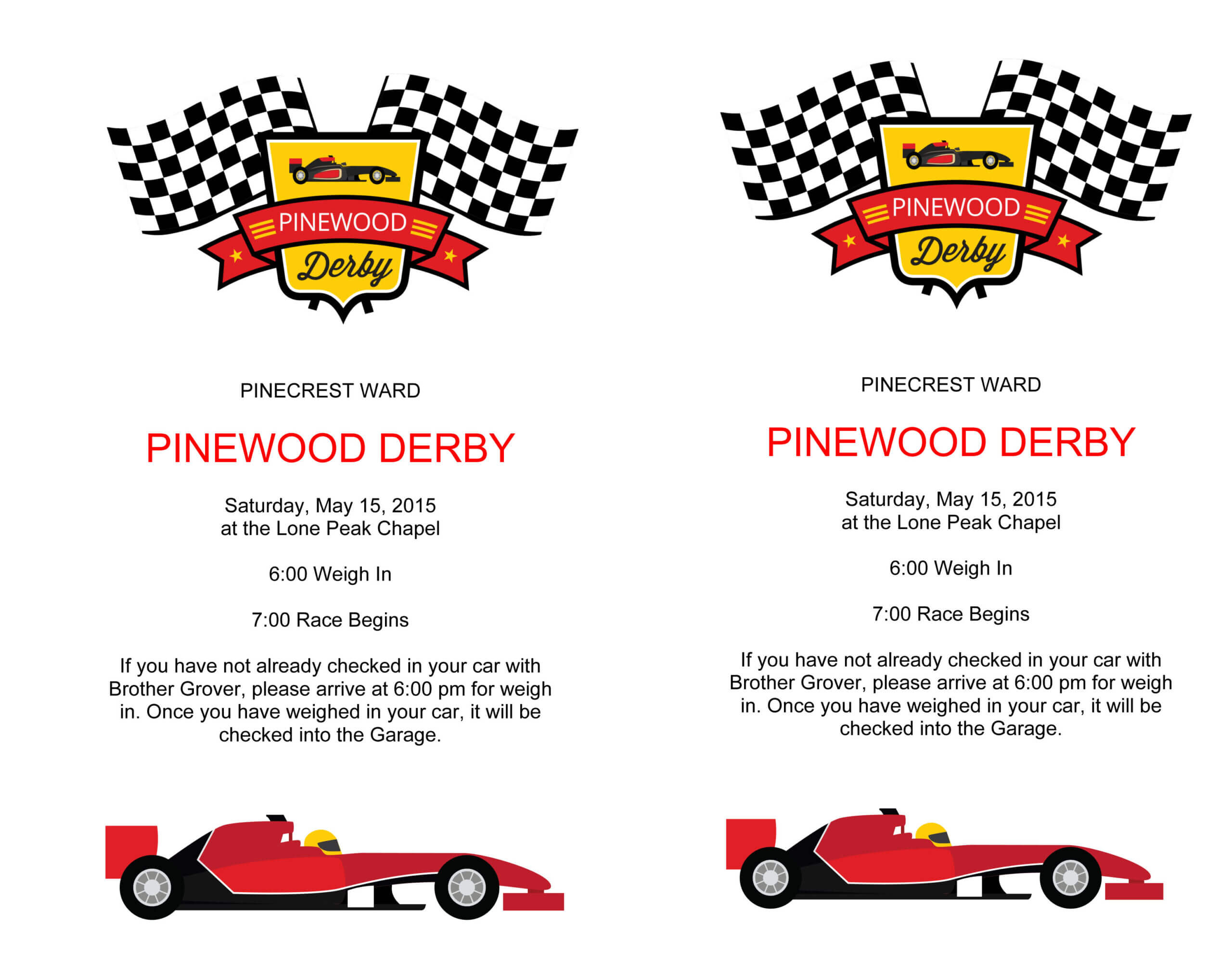 Pinewood Derby Flyers – The Gospel Home With Regard To Pinewood Derby Certificate Template