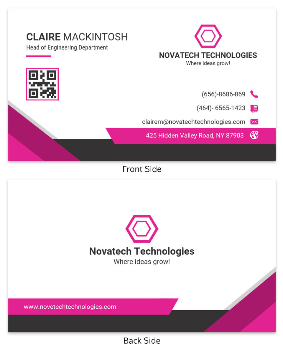Pink Technology Professional Business Card Template In Dog Grooming Record Card Template