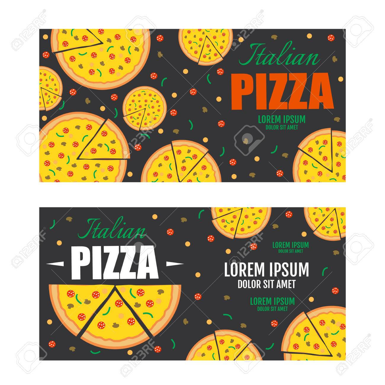 Pizza Flyer Vector Template. Two Pizza Banners. Gift Voucher With Regard To Pizza Gift Certificate Template