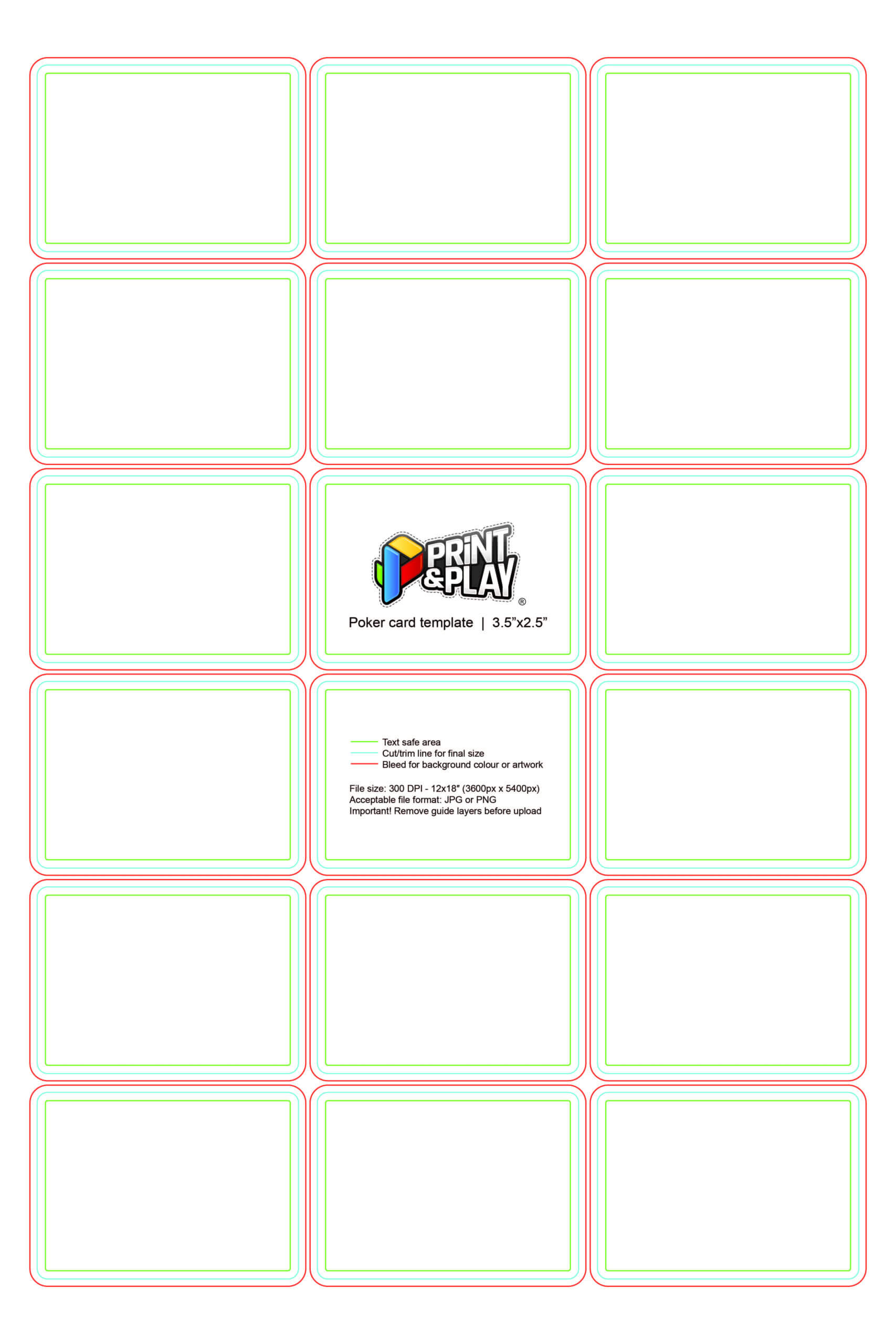 Playing Cards : Formatting & Templates - Print & Play Throughout Baseball Card Size Template