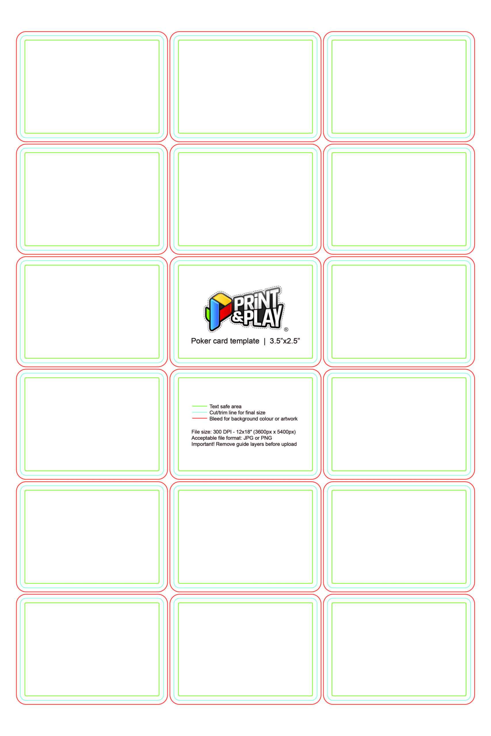 Playing Cards : Formatting & Templates – Print & Play Throughout Baseball Card Size Template