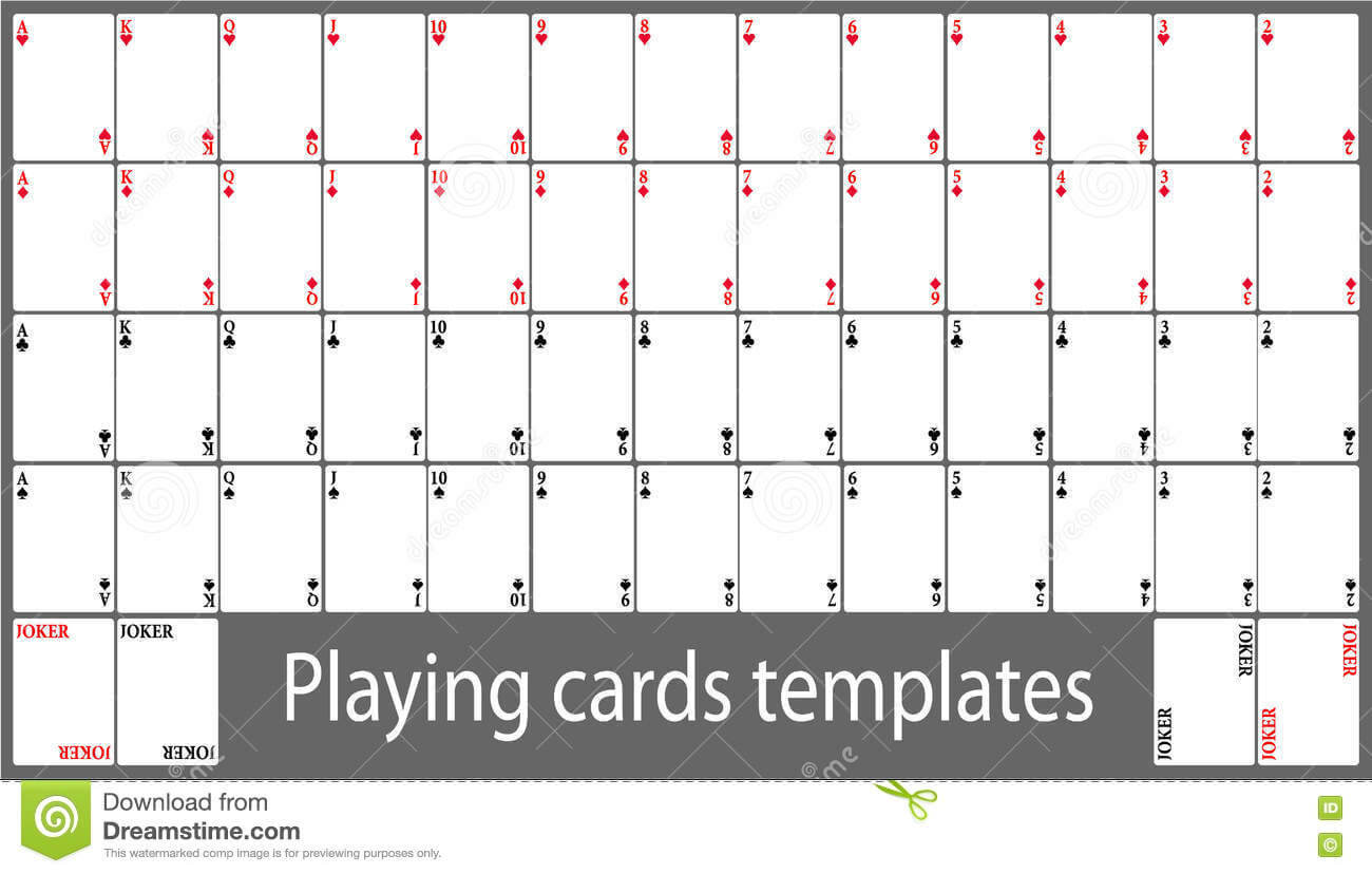 Playing Cards Template Set Stock Vector. Illustration Of For Free Printable Playing Cards Template