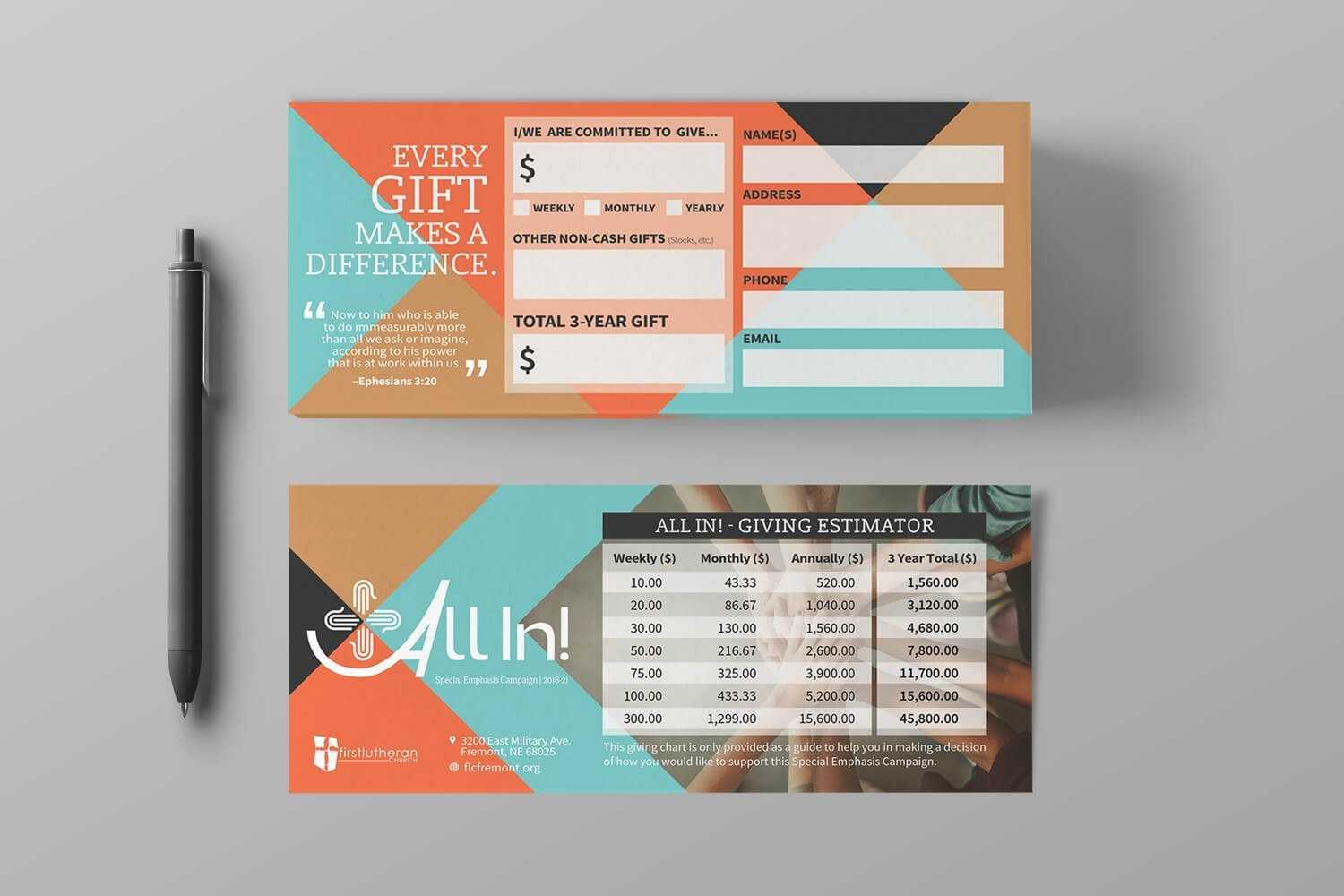 Pledge Cards & Commitment Cards | Church Campaign Design Regarding Pledge Card Template For Church