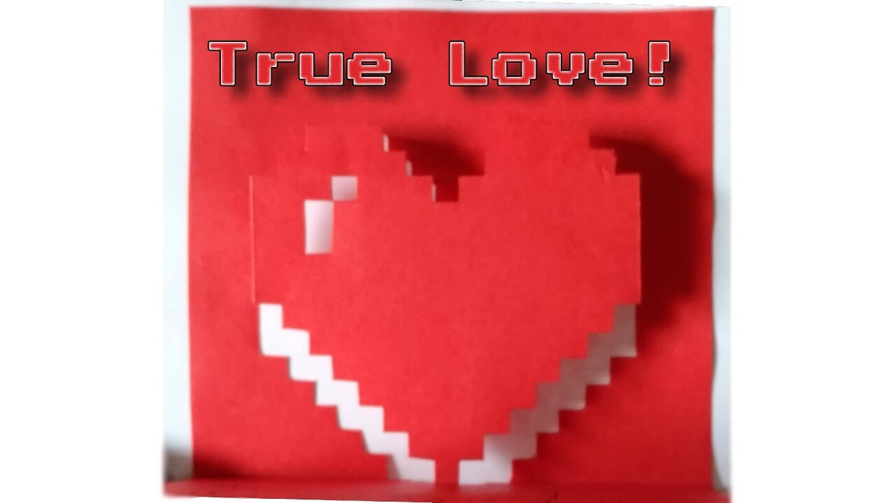 Pop Up Pixel Heart Card With Regard To Pixel Heart Pop Up Card Template