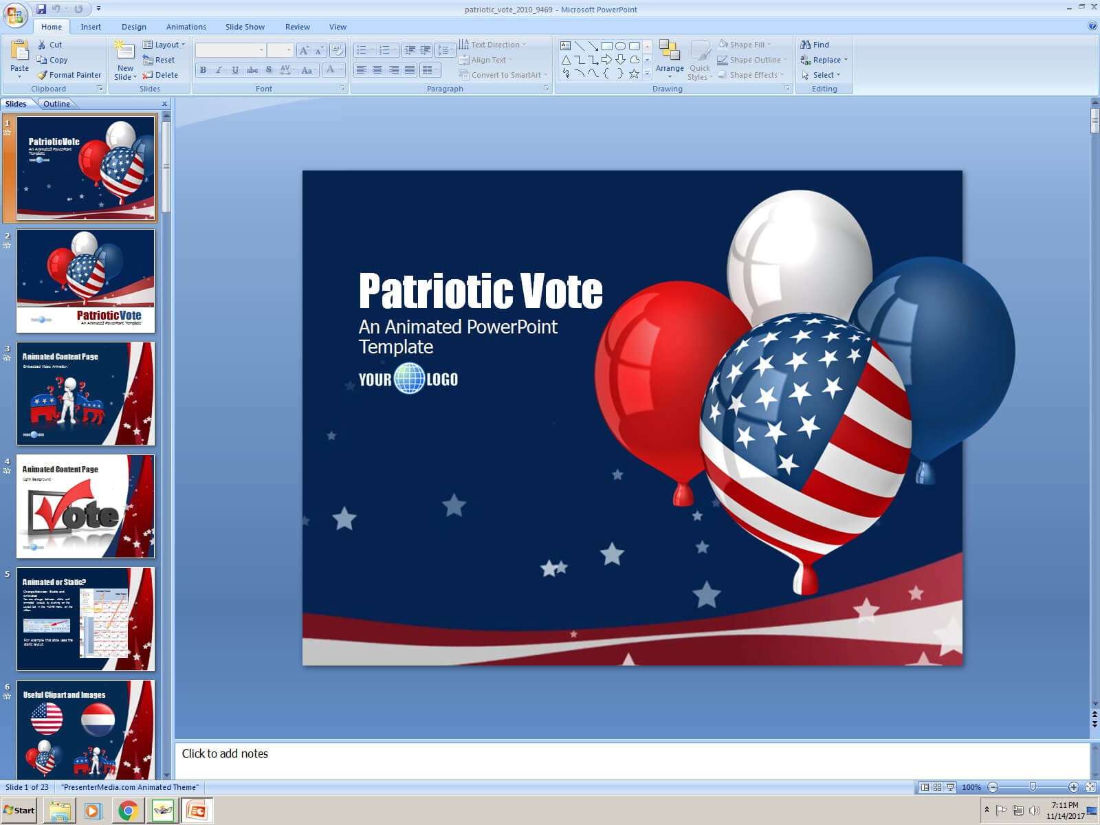Powerpoint Animated Presentation Template: Patriotic Vote Pertaining To Patriotic Powerpoint Template