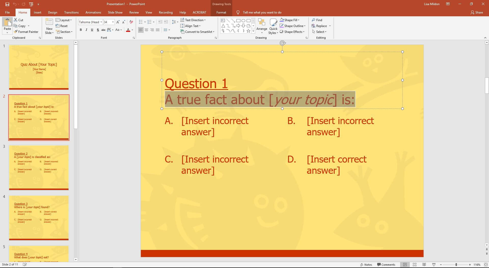 Powerpoint Template For A Multiple Choice Quiz Within Powerpoint Quiz Template Free Download