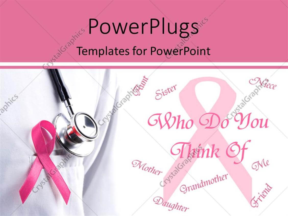 Powerpoint Template: Pink Ribbon And Stethoscope Remember Within Breast Cancer Powerpoint Template