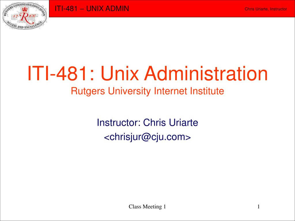 Ppt – Iti 481: Unix Administration Rutgers University Within Rutgers Powerpoint Template