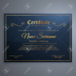 Premium Blue Certificate Template Design In Golden Style With Regard To Christian Certificate Template