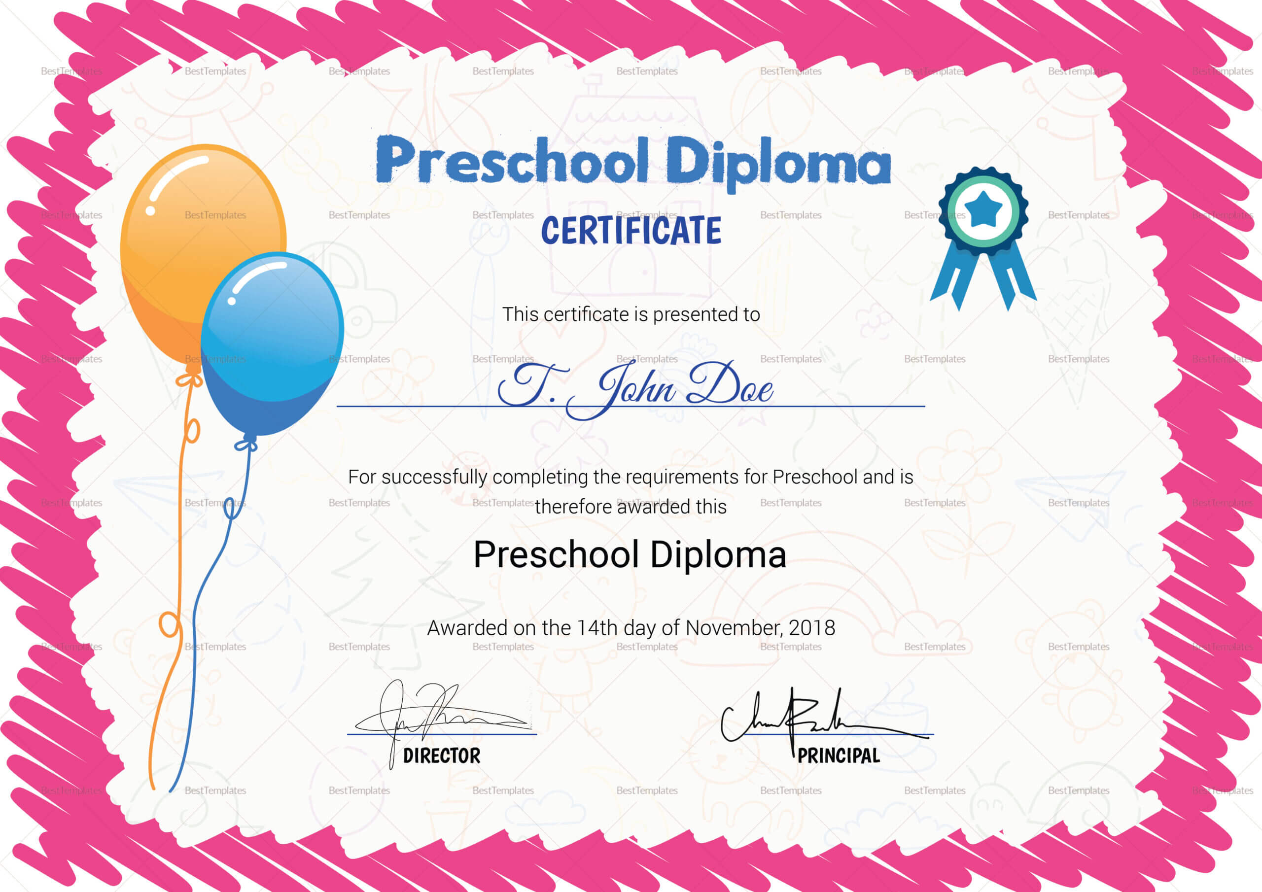 Preschool Certificate Of Completion - Papele Throughout Vbs Certificate Template