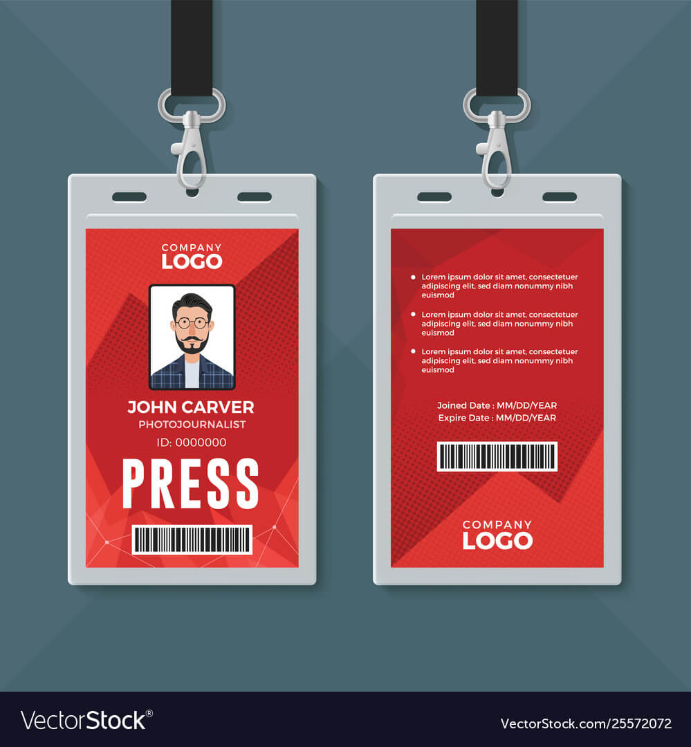 Press Id Card Design Template In Media Id Card Templates