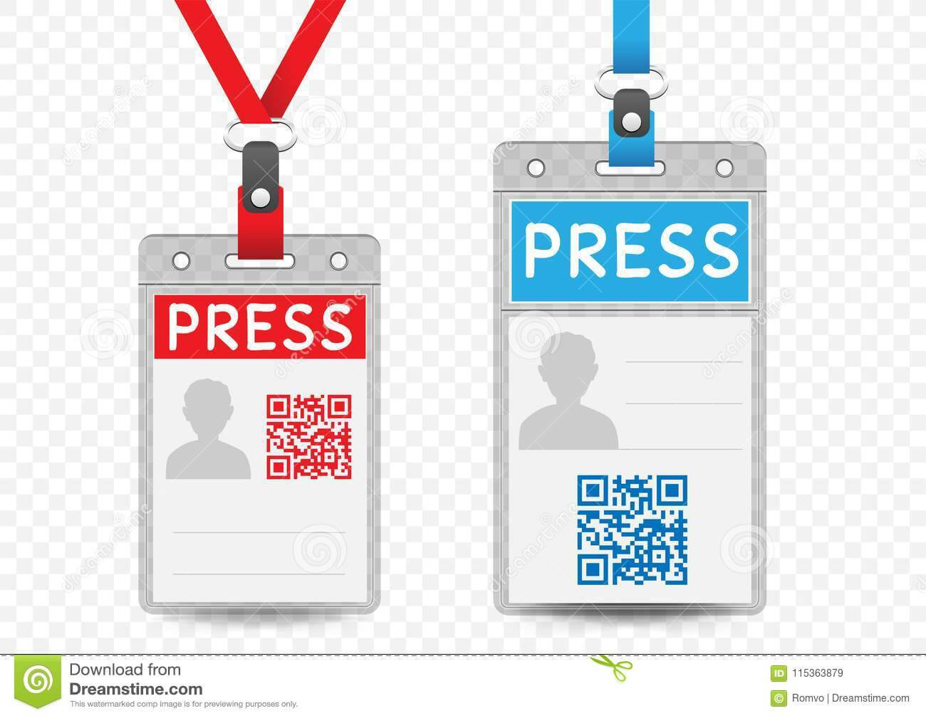 Press Vertical Badge Template Stock Vector – Illustration Of Pertaining To Media Id Card Templates