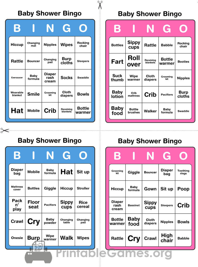 Printable Baby Shower Bingo – 50 Cards (Pink And Blue) – Printable Games With Bingo Card Template Word