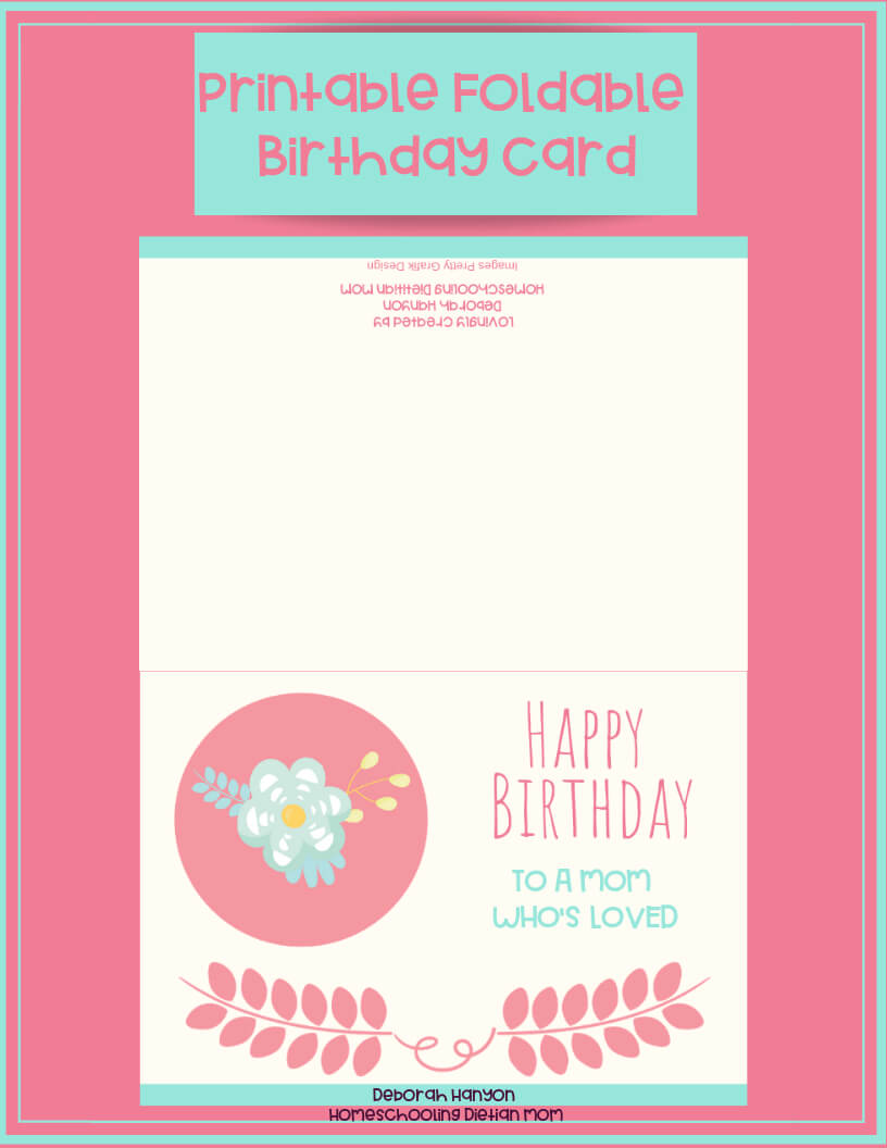 Printable Birthday Card – Mom With Foldable Birthday Card Template ...