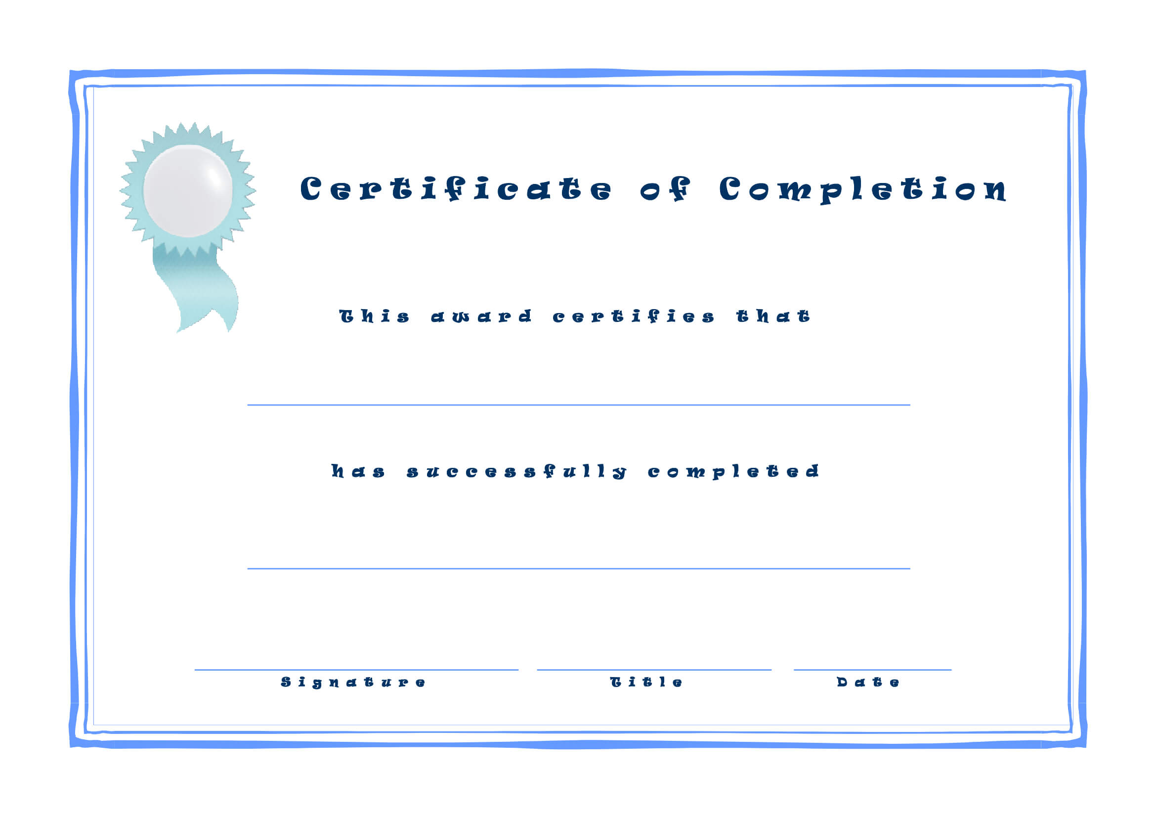 Printable Certificate Of Completion – Free Download Template In Certificate Of Completion Template Free Printable