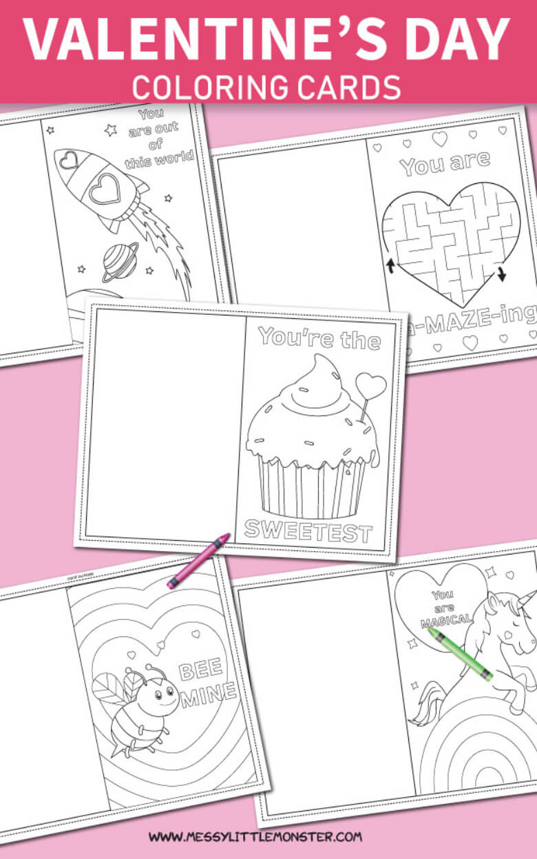 Printable Coloring Valentines Day Cards – Messy Little Monster Inside Valentine Card Template For Kids
