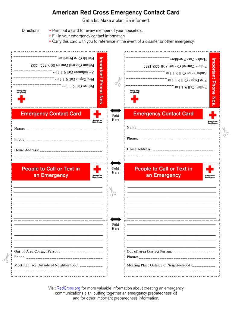 Printable Emergency Card Template – Fill Online, Printable Inside Emergency Contact Card Template