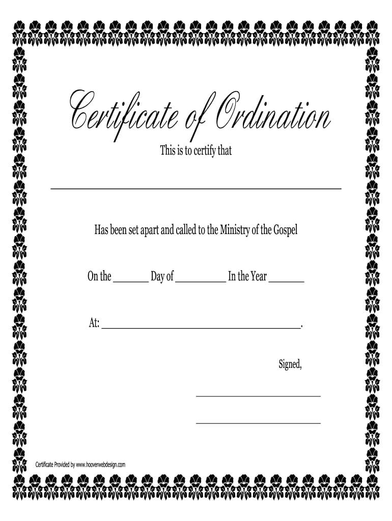 Printable Ordination Certificate – Fill Online, Printable With Regard To Certificate Of Ordination Template